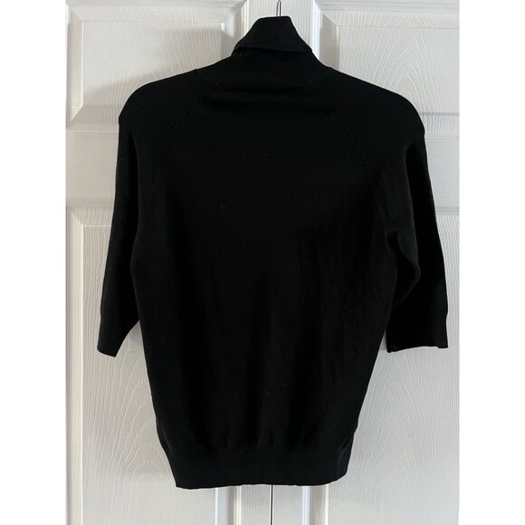 ZARA Black Mock Neck 1/2 Sleeve Ribbed Sweater Womens Size L - Picture 6 of 6